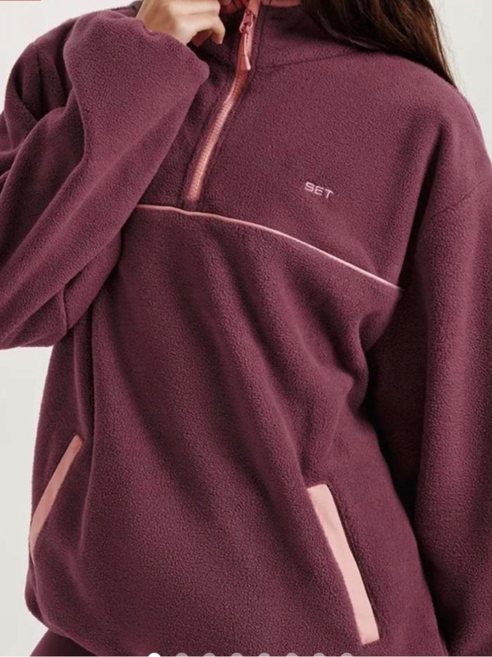 SET active rosebud fleece half zip pullover sweatshirt